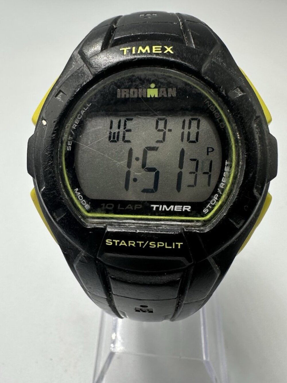 Timex Ironman Digital Watch Men Black 42MM Round Dial Indiglo New Battery 10"